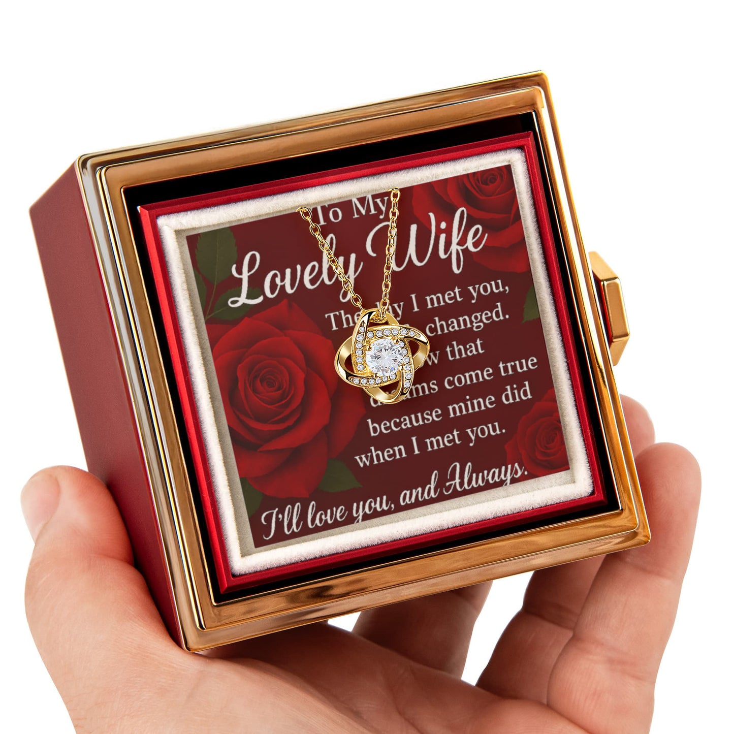 Romantic Keepsake-To My Lovely Wife-Love Knot Neceklace