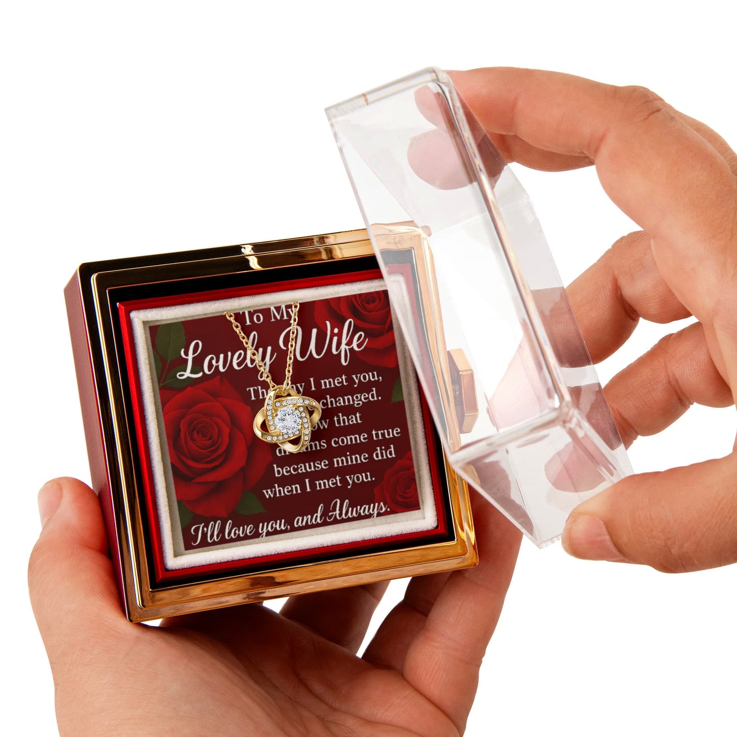 Romantic Keepsake-To My Lovely Wife-Love Knot Neceklace