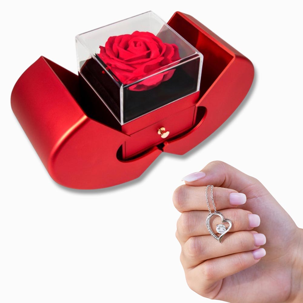 To My Smoking Hot Wife -Forever Love Necklace in a Red Heart Rose Box