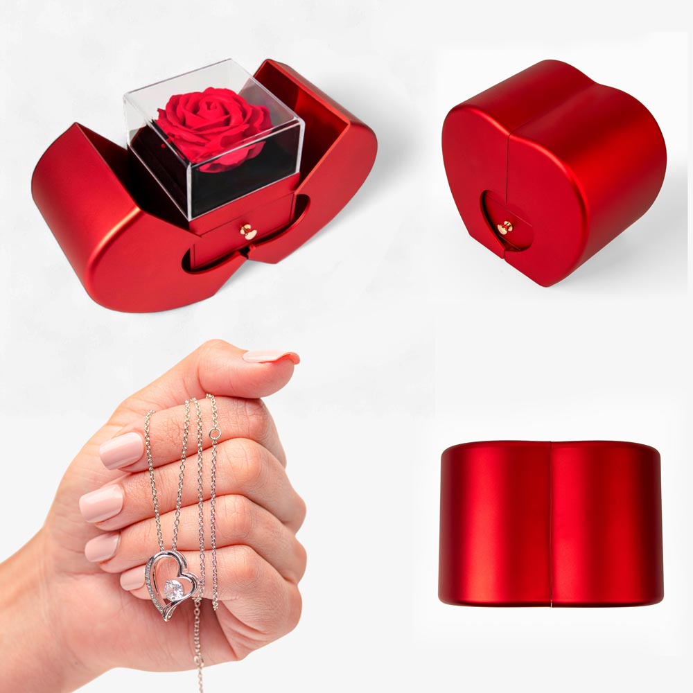 To My Smoking Hot Wife -Forever Love Necklace in a Red Heart Rose Box