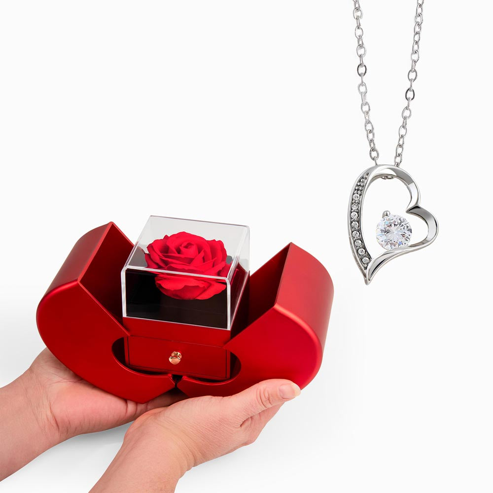 To My Smoking Hot Wife -Forever Love Necklace in a Red Heart Rose Box