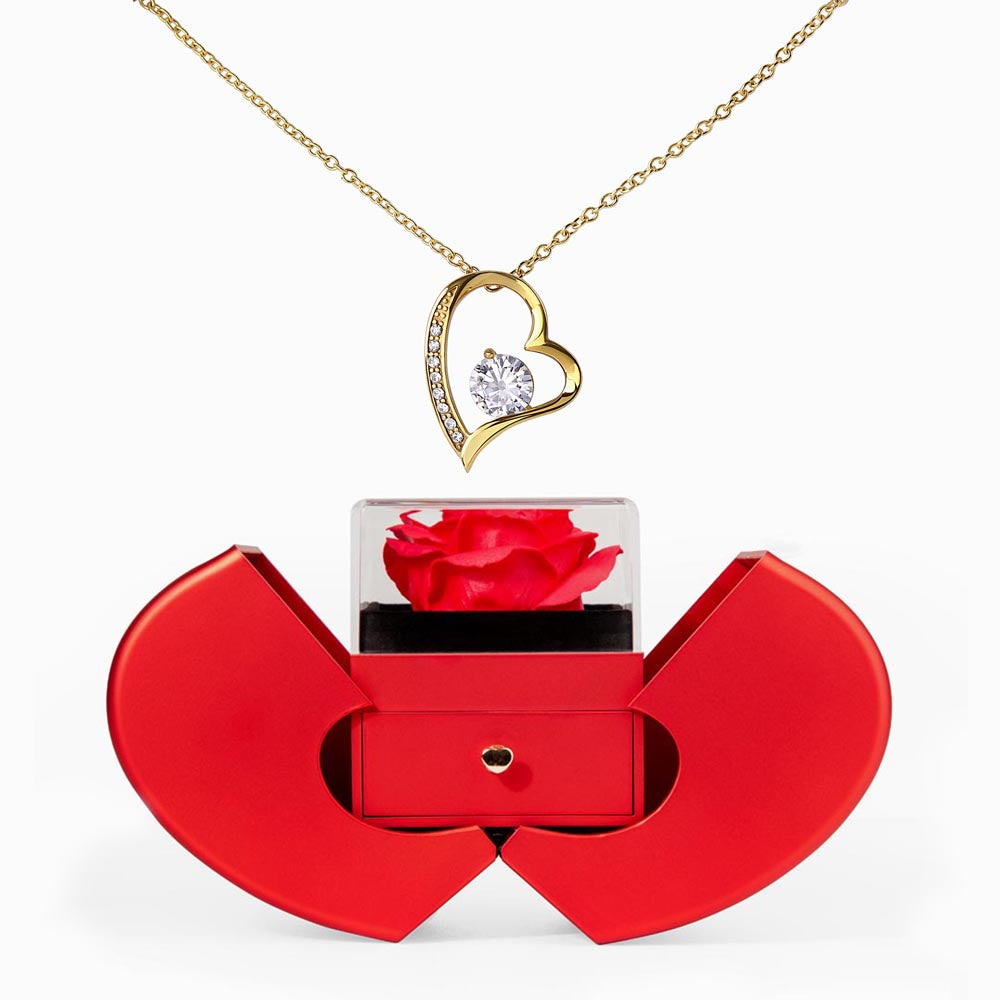 To My Smoking Hot Wife -Forever Love Necklace in a Red Heart Rose Box
