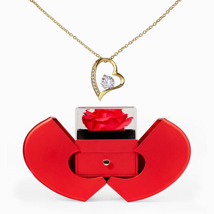 To My Smoking Hot Wife -Forever Love Necklace in a Red Heart Rose Box