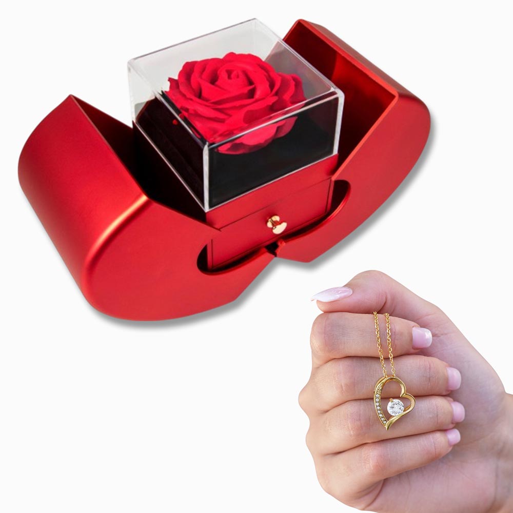 To My Smoking Hot Wife -Forever Love Necklace in a Red Heart Rose Box