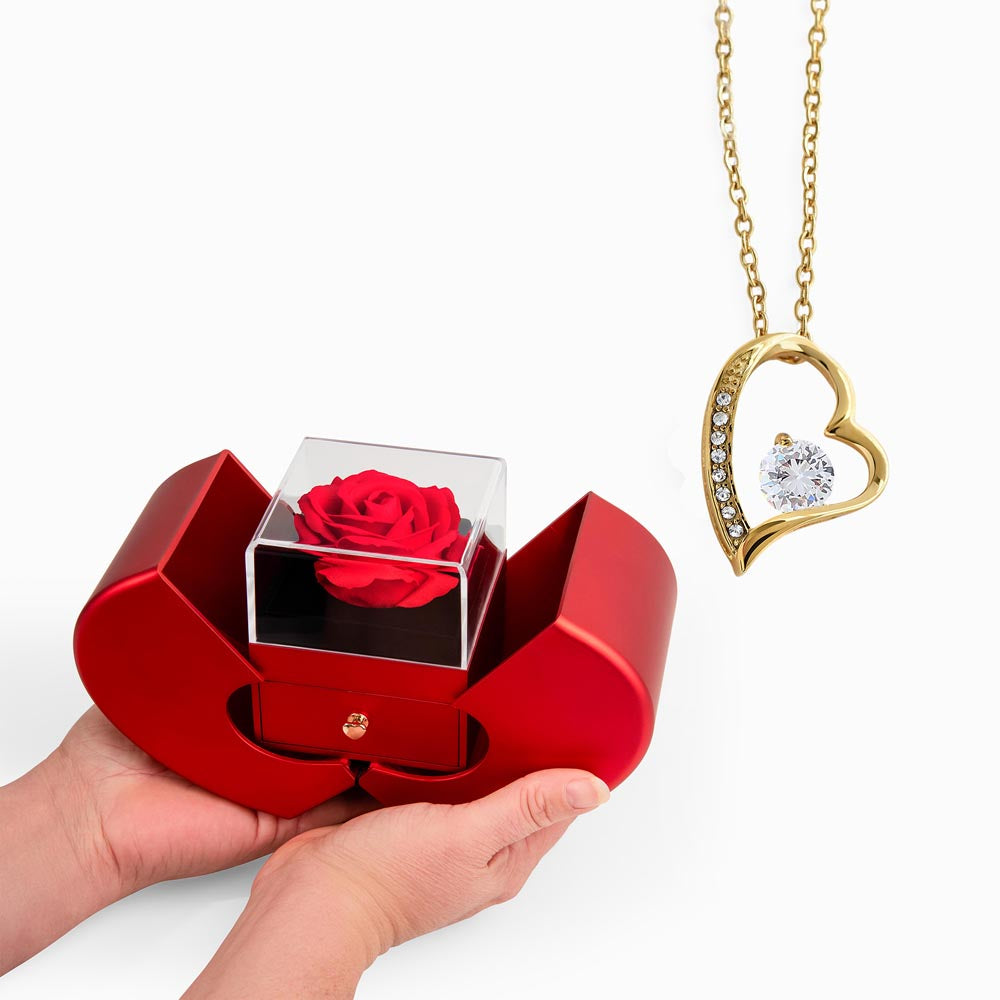 To My Smoking Hot Wife -Forever Love Necklace in a Red Heart Rose Box